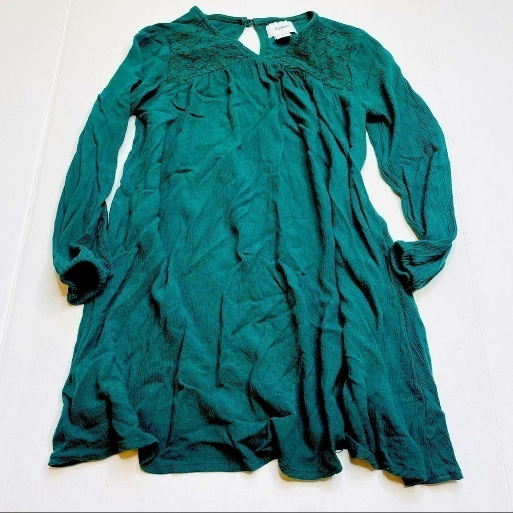 Old Navy Emerald Green Lace Crochet Gauze Keyhole Toddler Dress